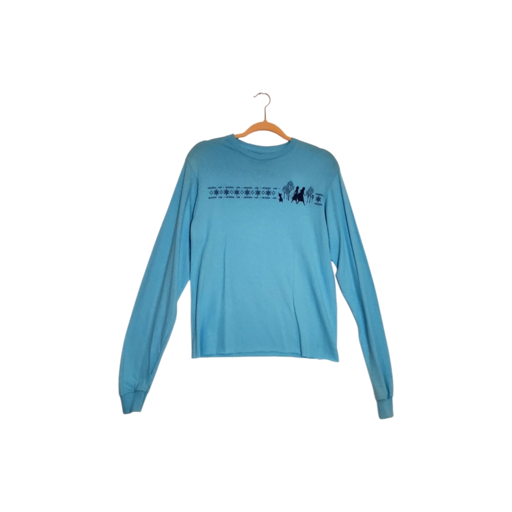 Disney Frozen 2 Blue Cott9n Pullover Top Jersey Size XS Women NWT